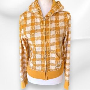 Y2K WCKD Wicked Yellow-Orange Plaid/Checkered Sweatshirt Size Large